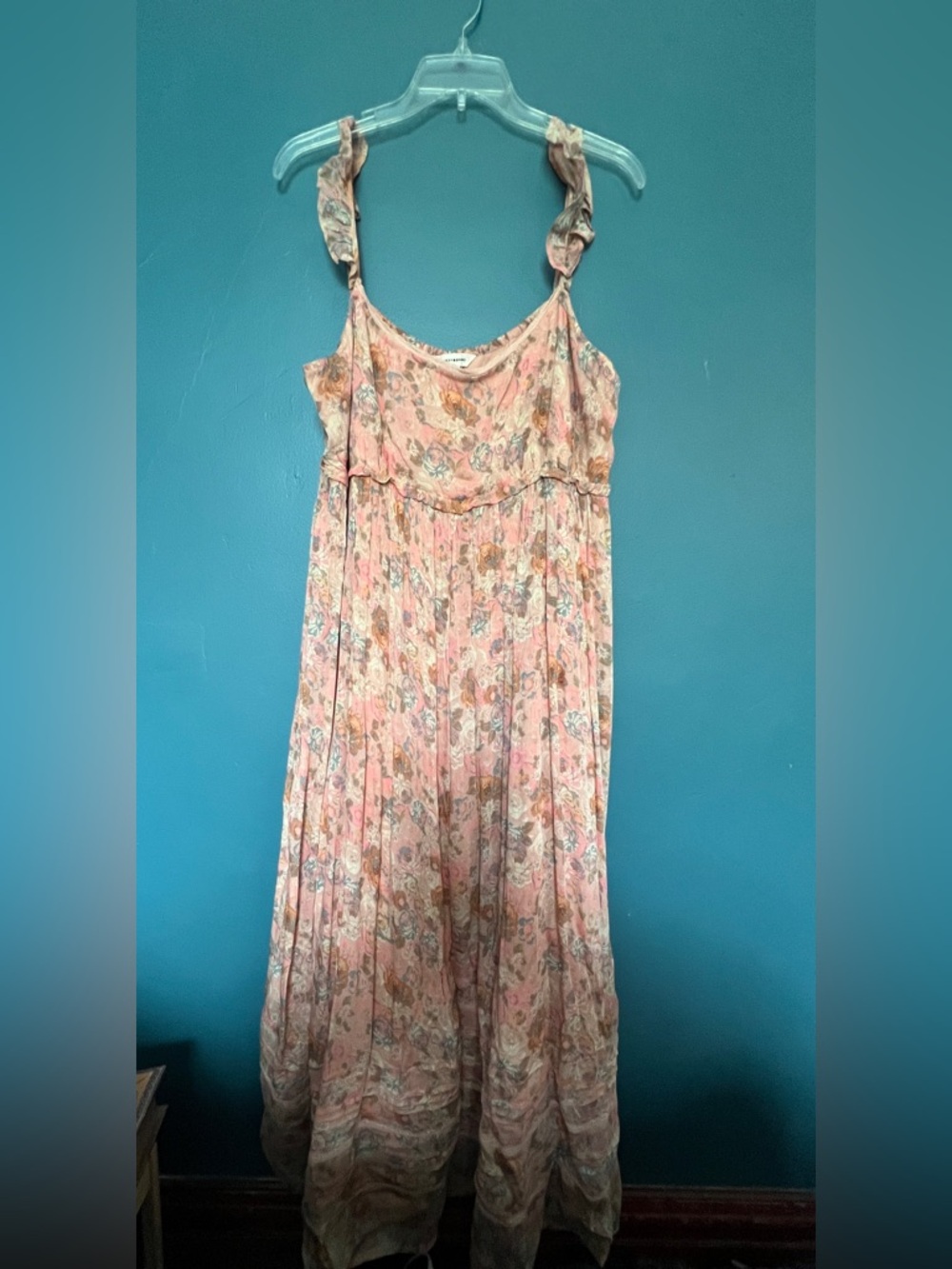 Lucky Brand plus size printed ruffle sleeve midi dress - pink floral XXL